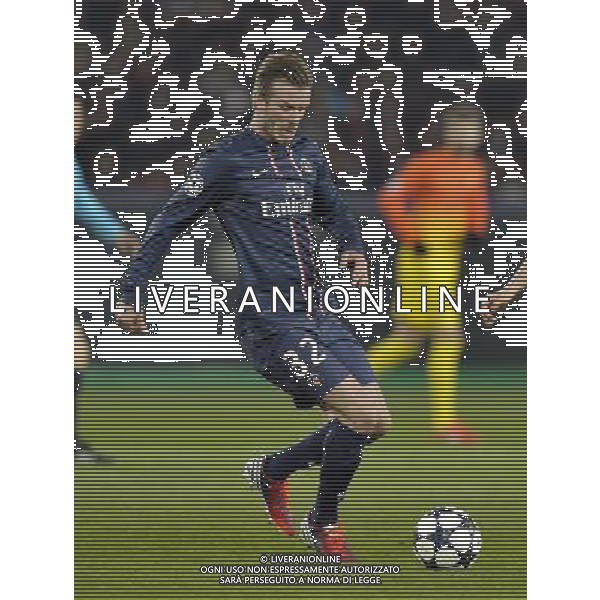 UEFA Champions League\'s quarter-final first leg between Paris Saint-Germain FC and FC Barcelona at the Parc des Princes stadium on April 2, 2013 in Paris France, Parc des Princes, Paris St Germain v Barcelona (2-2) Champions League Quarter Final 1st Leg 02/04/2013 David Beckham (PSG) Photo: Roger Parker Fotosports International ©photoshot/AGENZIA ALDO LIVERANI SAS - ITALY ONLY - PSG Paris Saint Germain FC - FC Barcellona Gara di andata di UEFA Champions League quarti di finale allo stadio Parc des Princes a Parigi, Francia 2 aprile 2013