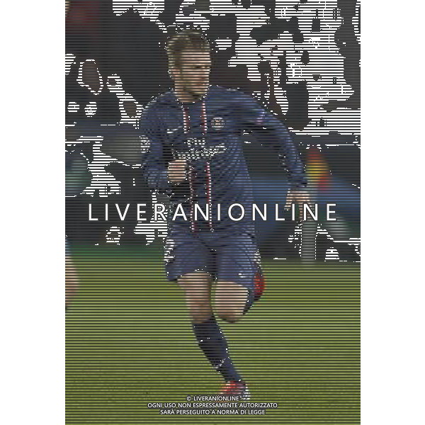 UEFA Champions League\'s quarter-final first leg between Paris Saint-Germain FC and FC Barcelona at the Parc des Princes stadium on April 2, 2013 in Paris France, Parc des Princes, Paris St Germain v Barcelona (2-2) Champions League Quarter Final 1st Leg 02/04/2013 Last Man Standing - David Beckham (PSG) the last English player in this year\'s Champions League Photo: Roger Parker Fotosports International ©photoshot/AGENZIA ALDO LIVERANI SAS - ITALY ONLY - PSG Paris Saint Germain FC - FC Barcellona Gara di andata di UEFA Champions League quarti di finale allo stadio Parc des Princes a Parigi, Francia 2 aprile 2013