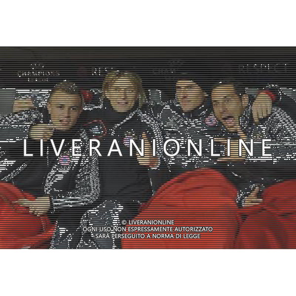 (130403) -- MUNICH, April 3, 2013 () -- Xherdan Shaqiri, Anatoliy Tymoshchuk, Mario Gomez and Claudio Pizarro (L-R) of Bayern Munich pose for photos before the UEFA Champions League quarter-final match against Juventus in Munich, south Germany, April 2, 2013. Bayern Munich won 2-0. (/Ma Ning) ©PHOTOSHOT/AGENZIA ALDO LIVERANI SAS - ITALY ONLY - Bayern Monaco - Juventus UEFA Champions League 2012/2013 Quarti di Finale andata Monaco di Baviera (Germania) - 02.04.2013 - panchina