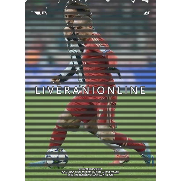 (130403) -- MUNICH, April 3, 2013 () -- Franck Ribery (Front) of Bayern Munich vies with Andrea Pirlo of Juventus during their UEFA Champions League quarter-final match in Munich, south Germany, April 2, 2013. Bayern Munich won 2-0. (/Ma Ning) ©PHOTOSHOT/AGENZIA ALDO LIVERANI SAS - ITALY ONLY - Bayern Monaco - Juventus UEFA Champions League 2012/2013 Quarti di Finale andata Monaco di Baviera (Germania) - 02.04.2013