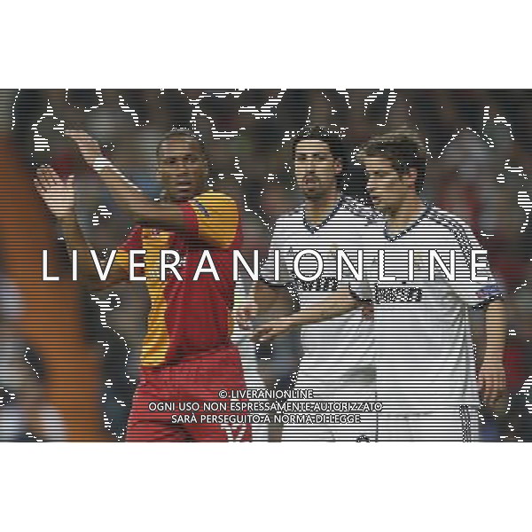 Real Madrid\'s Sami Khedira and Michael Essien and Galatasaray\'s Didier Drogba during quarter finals CHampions League match on March 3rd 2013. Photo: Cesar Cebolla / ALFAQUI AG ALDO LIVERANI S A S ONLY ITALY