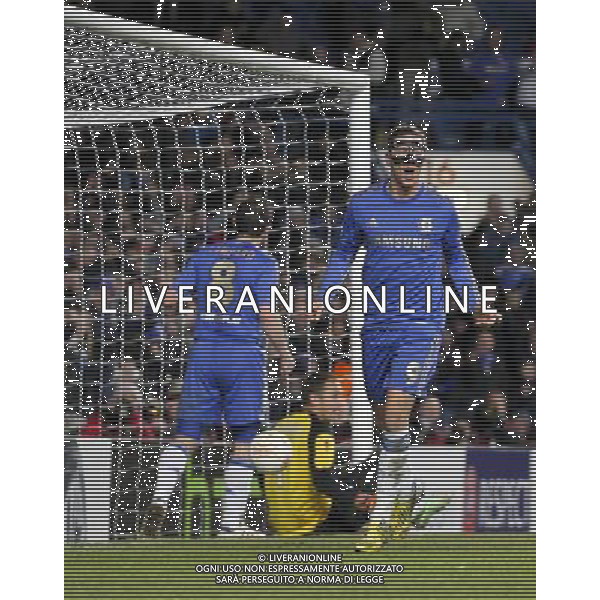 (130405) -- LONDON, April 5, 2013 () -- Chelsea\'s Fernando Torres (R) celebrates scoring during the UEFA Europa League quarter-final first leg football match against Rubin Kazan in London, capital of Britain, on April 4, 2013. Chelsea won the match 3-1. (/Tang Shi) ©PHOTOSHOT/AGENZIA ALDO LIVERANI SAS - ITALY ONLY - EDITORIAL USE ONLY Chelsea Vs Rubin Kazan Quarti di finale andata Europa League 04 aprile 2013