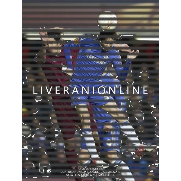 (130405) -- LONDON, April 5, 2013 () -- Chelsea\'s Yossi Benayoun (R) heads the ball during the UEFA Europa League quarter-final first leg football match against Rubin Kazan in London, capital of Britain, on April 4, 2013. Chelsea won the match 3-1. (/Tang Shi) ©PHOTOSHOT/AGENZIA ALDO LIVERANI SAS - ITALY ONLY - EDITORIAL USE ONLY Chelsea Vs Rubin Kazan Quarti di finale andata Europa League 04 aprile 2013