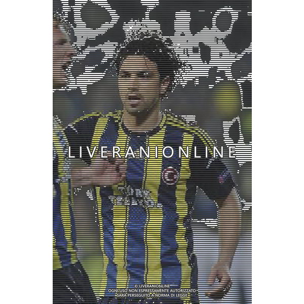 UEFA Europa League Quarterfinal match between Fenerbahce and Lazio at Sukru Saracoglu Stadium in Istanbul on April 4, 2013 Match scored: Fenerbahce 2 - Lazio 0 Pictured: Dirk Kuyt and Mehmet Topuz of Fenerbahce. PILKA NOZNA LIGA EUROPY SEZON 2012/2013 FOT.SESKIM PHOTO/NEWSPIX.PL TURKEY, GERMANY, AUSTRIA AND UK OUT !!! --- Newspix.pl AG ALDO LIVERANI S A S ONLY ITALY *** Local Caption *** www.newspix.pl mail us: info@newspix.pl call us: 0048 022 23 22 222 --- Polish Picture Agency by Ringier Axel Springer Poland