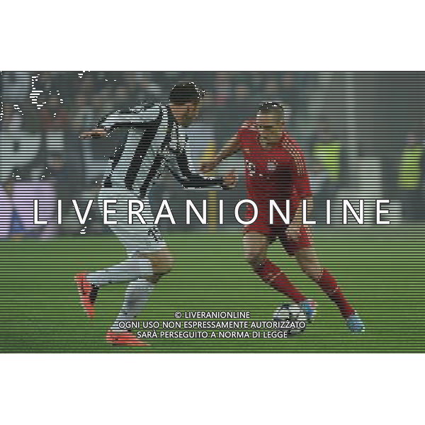 UEFA Champions League - Quarti di finale gara di ritorno Torino 10-04-2013 Juventus - Bayern Monaco nella foto Franck Ribery (Bayern Monaco) e sulla SX Andrea Barzagli (Juventus) foto Roberto Garavaglia - ag. Aldo Liverani