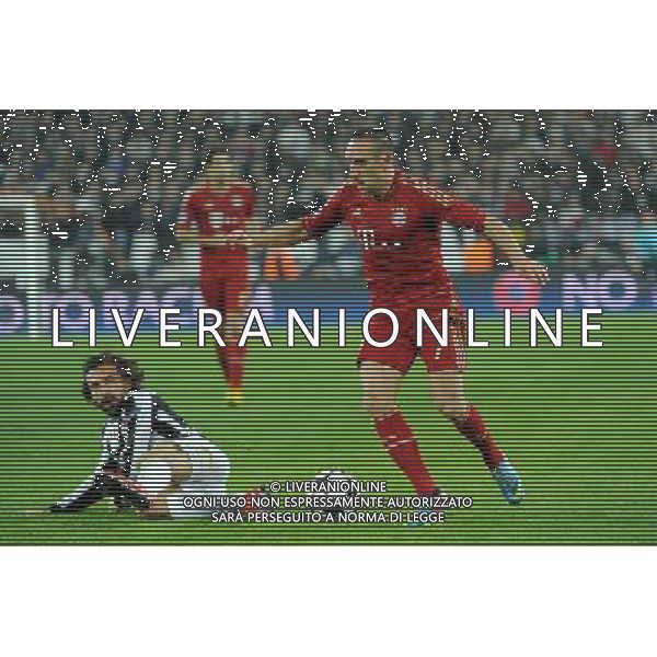 UEFA Champions League - Quarti di finale gara di ritorno Torino 10-04-2013 Juventus - Bayern Monaco nella foto Franck Ribery (Bayern Monaco) e sulla SX Andrea Pirlo (Juventus) foto Roberto Garavaglia - ag. Aldo Liverani