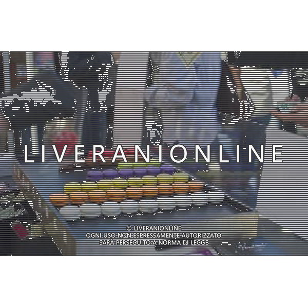 Foodies from around the city flock to opening day at the Smorgasburg in East River State Park in the Williamsburg neighborhood of Brooklyn in New York on Saturday, April 6, 2013. The marketplace features prepared and artisanal foods made in Brooklyn by small entrepreneurs. In the two years the market has been in operation it has provided a venue for numerous chefs and cooks to sell their wares, some of whom have grown into large successful businesses. (å Frances M. Roberts) ©photoshot/AGENZIA ALDO LIVERANI SAS - ITALY ONLY - La vita quotidiana della popolazione di Williamsburg, Brooklyn, New York 6 Aprile 2013.