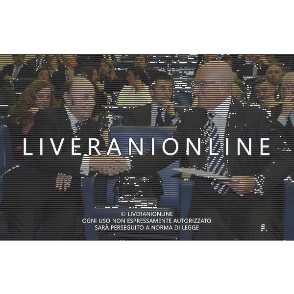 MILANO 16/4/2013 AULA MAGNA DELL\' UNIVERSITA\' BOCCONI VIA GOBBI COMMEMORAZIONE DEL 100esimo ANNIVERSARIO DELLA NASCITA DI PIETRO BARILLA NELLA FOTO FRANCESCO ALBERONI E LUIGI BORDONI FOTO ROMANO/AG ALDO LIVERANI S.A.S. *** Local Caption *** anniversario della nascita di