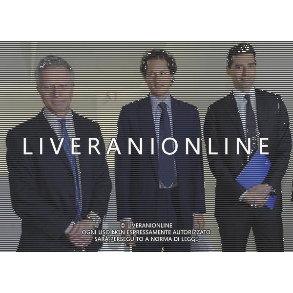 MILANO 19/4/2013 UNIVERSITA\' BOCCONI FIRMA ACCORDO TRA FONDAZIONE AGNELLI ED UNIVERSITA\' BOCCONI NELLA FOTO JOHN ELKANN, ANDREA SIRONI E E GUIDO TABELLINI FOTO ROMANO/AG ALDO LIVERANI 