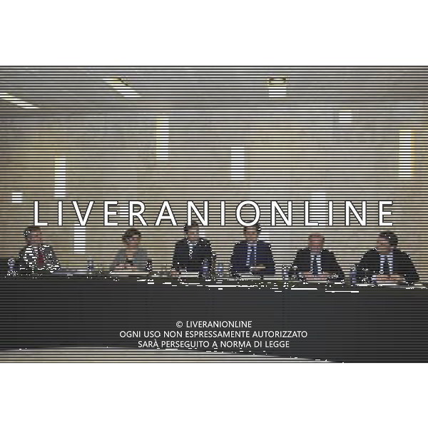 MILANO 19/4/2013 UNIVERSITA\' BOCCONI FIRMA ACCORDO TRA FONDAZIONE AGNELLI ED UNIVERSITA\' BOCCONI NELLA FOTO JOHN ELKANN. ANDREA SIRONI CHIARA FUMAGALLI E BRUNO PAVESI FOTO ROMANO/AG ALDO LIVERANI 