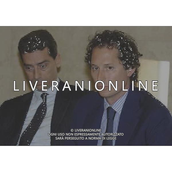 MILANO 19/4/2013 UNIVERSITA\' BOCCONI FIRMA ACCORDO TRA FONDAZIONE AGNELLI ED UNIVERSITA\' BOCCONI NELLA FOTO JOHN ELKANN ED ANDREA SIRONI FOTO ROMANO/AG ALDO LIVERANI 