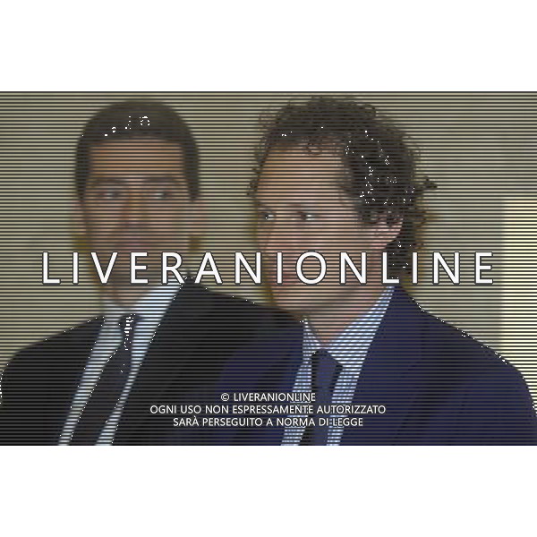 MILANO 19/4/2013 UNIVERSITA\' BOCCONI FIRMA ACCORDO TRA FONDAZIONE AGNELLI ED UNIVERSITA\' BOCCONI NELLA FOTO JOHN ELKANN ED ANDREA SIRONI FOTO ROMANO/AG ALDO LIVERANI 