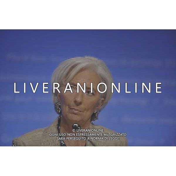 (130420) -- WASHINGTON D.C., April 20, 2013 () -- IMF Managing Director Christine Lagarde attends a press briefing of a meeting of the International Monetary and Financial Committee, during the IMF and World Bank spring meetings, in Washington D.C., April 20, 2013. (/Wang Yiou) (axy) ©photoshot/AGENZIA ALDO LIVERANI SAS - ITALY ONLY - Convegno di primavera del FMI Fondo monetario Internazionale (FMI) e la Banca Mondiale, a Washington DC aprile, 2013.