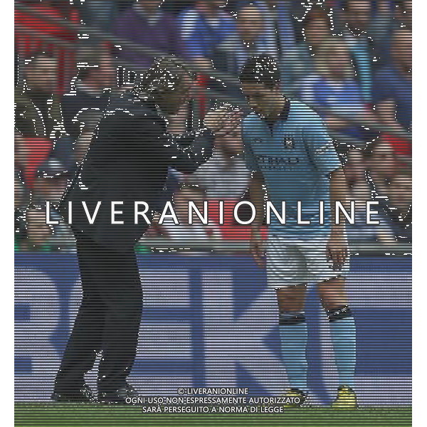 Manchester City\'s Manager Roberto Mancini still has to give advices to Manchester City\'s Samir Nasri after his goal during the Semifinal of the 2013 FA Cup between Manchester City and Chelsea FC at the Wembley Stadium in London ; Referee: Christopher Foy; on 14/04/2013. Picture by Marcello Pozzetti , ©IPS Photo Agency.Thatched Cottage - Wretham - Thetford .Norfolk IP24 1RH - .TEL 01953 499403. -Personal mobile: 07973 308 835 . AG ALDO LIVERANI S A S ONLY ITALY