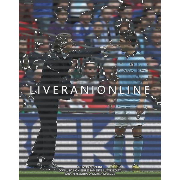 Manchester City\'s Manager Roberto Mancini still has to give advices to Manchester City\'s Samir Nasri after his goal during the Semifinal of the 2013 FA Cup between Manchester City and Chelsea FC at the Wembley Stadium in London ; Referee: Christopher Foy; on 14/04/2013. Picture by Marcello Pozzetti , ©IPS Photo Agency.Thatched Cottage - Wretham - Thetford .Norfolk IP24 1RH - .TEL 01953 499403. -Personal mobile: 07973 308 835 . AG ALDO LIVERANI S A S ONLY ITALY