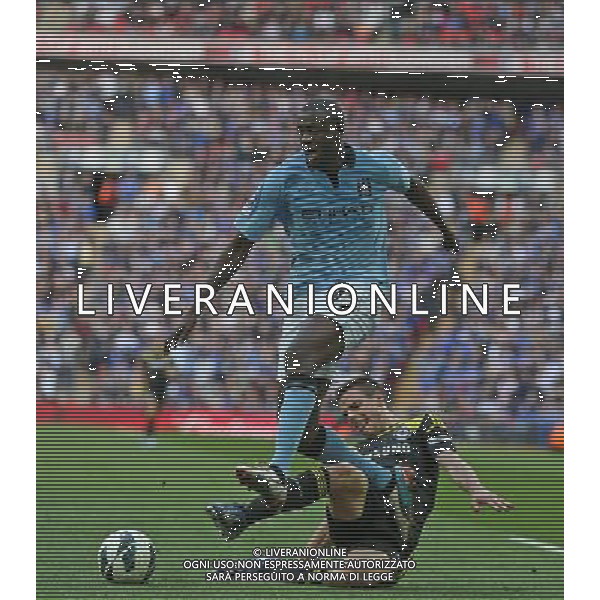 Action picture involving Cesar Azpilicueta of Chelsea and Manchester City\'s Yaya Toure (vice-captain) during the Semifinal of the 2013 FA Cup between Manchester City and Chelsea FC at the Wembley Stadium in London ; Referee: Christopher Foy; on 14/04/2013. Picture by Marcello Pozzetti , ©IPS Photo Agency.Thatched Cottage - Wretham - Thetford .Norfolk IP24 1RH - .TEL 01953 499403. -Personal mobile: 07973 308 835 . AG ALDO LIVERANI S A S ONLY ITALY