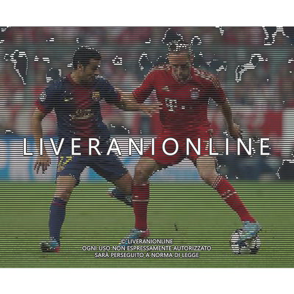 firo FuÃŸball, Fussball, 23.04.2013 Uefa Champions League, CL Saison 2012/2013 Halbfinale, Hinspiel FCB FC Bayern MÃ¼nchen, Muenchen - FC Barcelona 4:0 FCB Franck Ribery RibÃ©ry, Zweikampf Duell, Barca Pedro Rodriguez $worldrights Es gelten unsere AGB, einsehbar auf www.firosportphoto.de copyright by firo sportphoto: Coesfelder Str.207 48249 DÃ¼lmen www.firosportphoto.de mail@firosportphoto.de (V o l k s b a n k B o c h u m - W i t t e n ) BLZ.: 430 601 29 Kt. Nr.: 341 117 100 Tel:Â  02594 - 9916004 Fax:Â 02594 - 9916005 AG ALDO LIVERANI S A S ONLY ITALY
