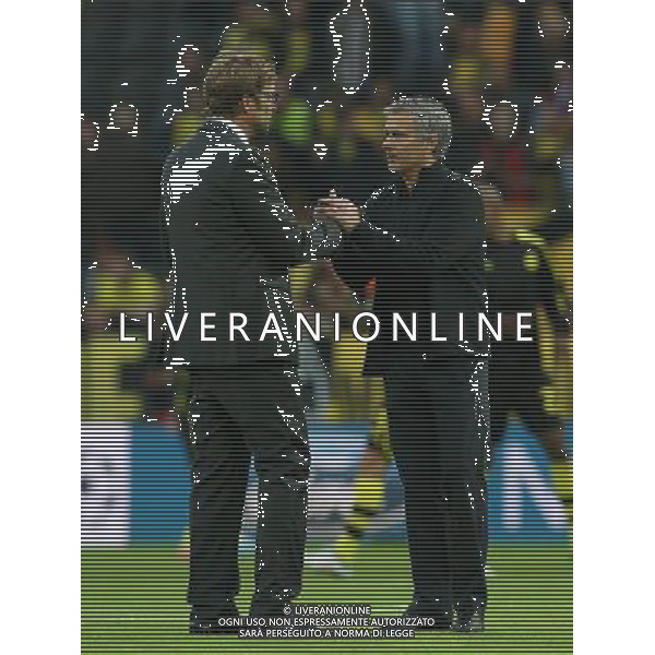 firo : FuÃŸball,Fussball, 24.04.2013 CL, Champions League, Saison 2012/2013 Halbfinale,Semifinal,Hinspiel, BVB, Borussia Dortmund - Real Madrid KLOPP und MOURINHO $worldrightsEs gelten unsere AGB, einsehbar auf www.firosportphoto.de, copyright by firo sportphoto: Coesfelder Str. 207 D-48249 DÃ¼lmen www.firosportphoto.de mail@firosportphoto.de (V o l k s b a n k B o c h u m - W i t t e n ) BLZ.: 430 601 29 Kt. Nr.: 341 117 100 Tel:Â  +49-2594-9916004 Fax:Â +49-2594-9916005 AG ALDO LIVERANI S A S ONLY ITALY