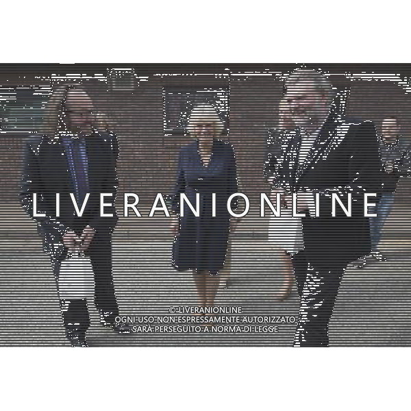Camilla Duchess of Cornwall walks with celebrity chefs known as the ñHairy Bikersî, Simon King and David Myers, during her visit to a Community Centre run by Elmbridge Borough Council in Cobham, Surrey. She also highlighted the the importance of the Elmbridge council\'s Meals on Wheels service. The \'Hairy biker\' chefs were there as part of their campaign to revive Meals on Wheels services for pensioners. The duchess also ehighligted the work being done by Surrey County Council in their Prevention Through Partnership Programme which arranges for services, like Meals on Wheels, to be made available to enable vulnerable people to live independently but with important support in their own homes. Pic: Richard Pohle ©PHOTOSHOT/AGENZIA ALDO LIVERANI SAS - ITALY ONLY - REALI INGLESI: Camilla Duchessa di Cornovaglia