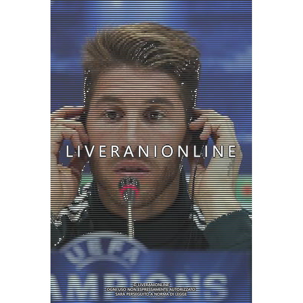 Madrid (29/04/2013).- UEFA Champion League. Rueda de prensa ofrecida por Sergio Ramos en la Ciudad Deportiva de Valdebebas. Photo: Alex Cid-Fuentes / ALFAQUI AG ALDO LIVERANI S A S ONLY ITALY