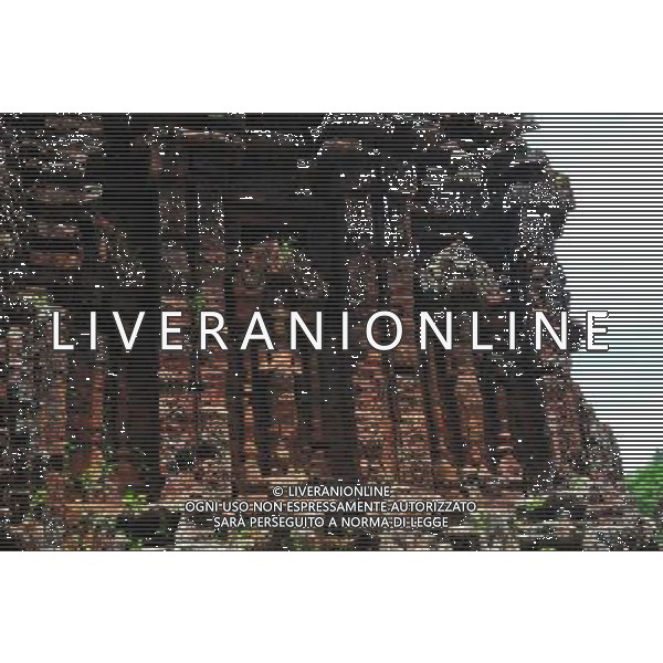 (130429) -- MY SON (VIETNAM), April 29, 2013 () -- Relics of My Son Sanctuary is seen in central Vietnam, on April 29, 2013. Between the 4th and 13th centuries, a unique culture which owed its spiritual origins to Indian Hinduism developed on the coast of contemporary Vietnam. It was graphically illustrated by the remains of a series of impressive tower-temples located in My Son that was the religious and political capital of the Champa Kingdom for most of its existence. My Son Sanctuary was inscripted in UNESCO\'s World Cultural Heritage list in 1999. (/Zhang Jianhua) (lr) Â©Photoshot/Ag. Aldo Liverani s.a.s.-Only Italy-Editorial Use Only