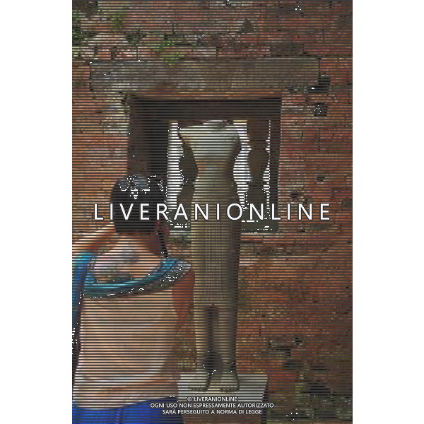 (130429) -- MY SON (VIETNAM), April 29, 2013 () -- A piece of stonework exhibited in the relics of My Son Sanctuary is seen in central Vietnam, on April 29, 2013. Between the 4th and 13th centuries, a unique culture which owed its spiritual origins to Indian Hinduism developed on the coast of contemporary Vietnam. It was graphically illustrated by the remains of a series of impressive tower-temples located in My Son that was the religious and political capital of the Champa Kingdom for most of its existence. My Son Sanctuary was inscripted in UNESCO\'s World Cultural Heritage list in 1999. (/Zhang Jianhua) (lr) Â©Photoshot/Ag. Aldo Liverani s.a.s.-Only Italy-Editorial Use Only