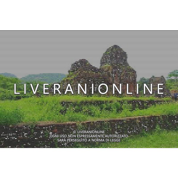 (130429) -- MY SON (VIETNAM), April 29, 2013 () -- Relics of My Son Sanctuary is seen in central Vietnam, on April 29, 2013. Between the 4th and 13th centuries, a unique culture which owed its spiritual origins to Indian Hinduism developed on the coast of contemporary Vietnam. It was graphically illustrated by the remains of a series of impressive tower-temples located in My Son that was the religious and political capital of the Champa Kingdom for most of its existence. My Son Sanctuary was inscripted in UNESCO\'s World Cultural Heritage list in 1999. (/Zhang Jianhua) (lr) Â©Photoshot/Ag. Aldo Liverani s.a.s.-Only Italy-Editorial Use Only
