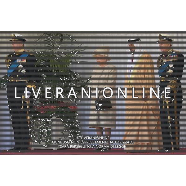 (L-R) Prince Andrew, Duke of York, Britain\'s Queen Elizabeth II, Emirati President Sheikh Khalifa bin Zayed al-Nahayan and Prince Philip, Duke of Edinburgh look on during a ceremonial welcome in the grounds of Windsor castle, West of London on April 30, 2013. President Sheikh Khalifa begins a State visit to the UK today, the first for a UAE President in 24 years. ©photoshot/AGENZIA ALDO LIVERANI SAS - ITALY ONLY - Il presidente degli Emirati Arabi Uniti Sua Altezza lo Sceicco Khalifa bin Zayed Al Nahyan incontra la regina Elisabetta II d\'inghilterra e del Principe Filippo a Windsor, durante una visita di Stato nel Regno Unito 30 aprile 2013