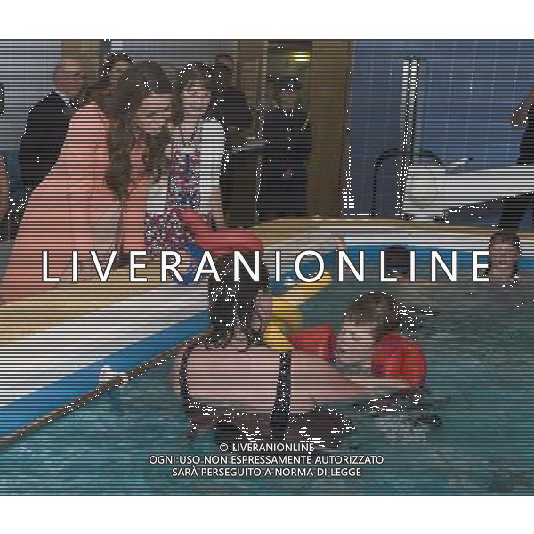 The Duchess of Cambridge meeting children and staff in the hydrotherapy pool at the Naomi House Children\'s Hospice in Hampshire. Picture David Parker 29.4.13 N.P.A. ROTA