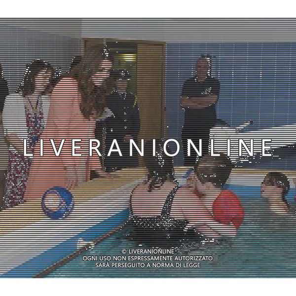 The Duchess of Cambridge meeting children and staff in the hydrotherapy pool at the Naomi House Children\'s Hospice in Hampshire. Picture David Parker 29.4.13 N.P.A. ROTA