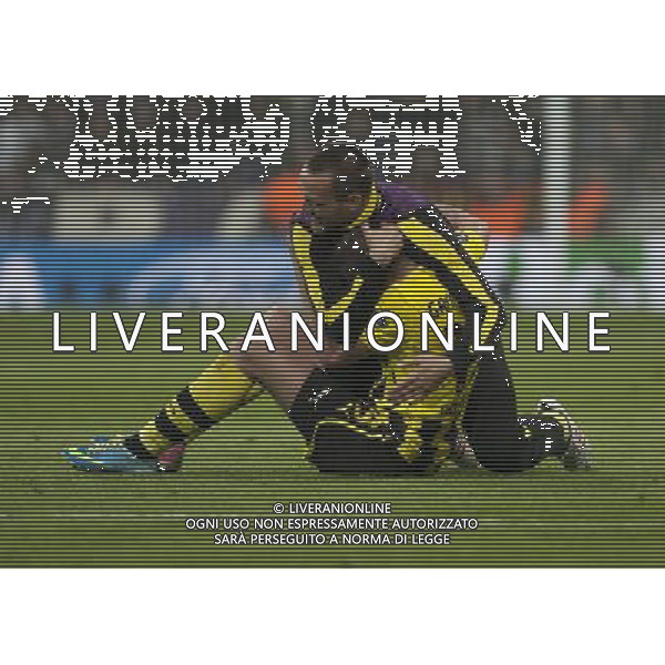 (130501) -- MADRID, May 1, 2013 () -- Borussian Dortmund\'s players celebrate after the UEFA Champions League semi-final against Real Madrid in Madrid, capital of Spain, April 30, 2013. Borussia Dortmund qualified for the Champions League final, beating Real Madrid 4-3 on aggregate despite a 2-0 loss Tuesday. (/Xie Haining) ©PHOTOHSOT/AGENZIA ALDO LIVERANI SAS - ONLY ITALY - REAL MADRID- BORUSSIA DORTMUND SEMIFINALE DI RITORNO DI CHAMPIONS LEAGUE
