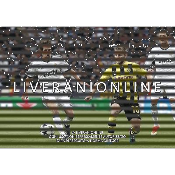 Madrid (30/04/2013).- Estadio Santiago Bernabeu. UEFA Champions League. Real Madrid - Borussia Dortmund. Fabio Coentrao, Jakub Blaszczykowski. Photo: Alex Cid-Fuentes / ALFAQUI AG ALDO LIVERANI S A S ONLY ITALY