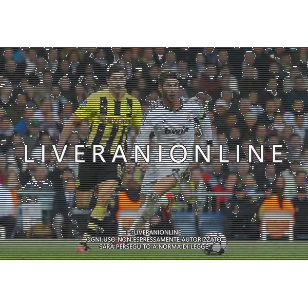 Madrid (30/04/2013).- Estadio Santiago Bernabeu. UEFA Champions League. Real Madrid - Borussia Dortmund. Sergio Ramos, Robert Lewandowski. Photo: Alex Cid-Fuentes / ALFAQUI AG ALDO LIVERANI S A S ONLY ITALY