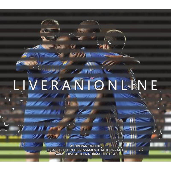 Stamford Bridge Chelsea v Basel 02/05/2013 Europa League Semi-Final 2nd leg Victor Moses (Chelsea) celebrates second goal with Ramires, Fernando Torres and Eden Hazard Photo: Roger Parker Fotosports International ©photoshot/AGENZIA ALDO LIVERANI SAS - ITALY ONLY - Chelsea - Basilea semifinale di ritorno Europa League 02 maggio 2013