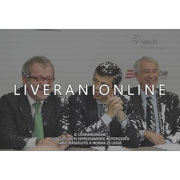 MILANO 6/5/2013 EXPO 2015 INCONTRA IL PRESIDENTE DEL CONSIGLIO, ENRICO LETTA NELLA FOTO ROBERTO MARONI, MAURIZIO LUPI E GIULIANO PISAPIA FOTO ROMANO/AG ALDO LIVERANI S.A.S.