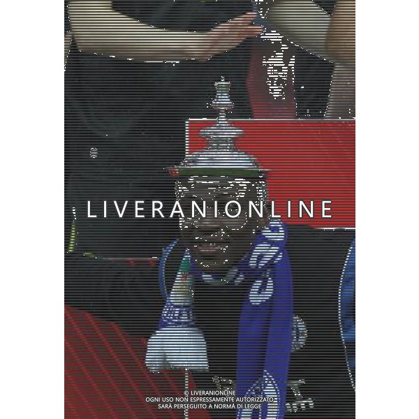 AROUNA KONE WITH THE TOP OF THE FA CUP ON HIS HEAD MANCHESTER CITY V WIGAN ATHLETIC MANCHESTER CITY V WIGAN ATHLETIC. THE FA CUP FINAL 2013 WEMBLEY STADIUM, LONDON, ENGLAND, UK 11 May 2013 GAR68321 WARNING! This Photograph May Only Be Used For Newspaper And/Or Magazine Editorial Purposes. May Not Be Used For Publications Involving 1 player, 1 Club Or 1 Competition Without Written Authorisation From Football DataCo Ltd. For Any Queries, Please Contact Football DataCo Ltd on +44 (0) 207 864 9121 ©photoshot/AGENZIA ALDO LIVERANI SAS - ITALY ONLY - EDITORIAL USE ONLY