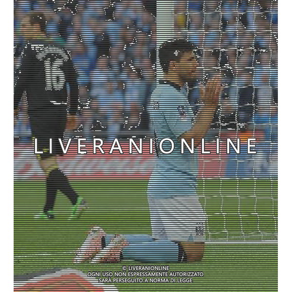 Wembley Stadium Manchester City v Wigan (0-1) FA Cup Final 11/05/2013 Sergio Aguero (Manchester City) rues missed first half cance from close range Photo: Roger Parker Fotosports International ©PHOTOSHOT/AGENZIA ALDO LIVERANI SAS - ITALY ONLY - EDITORIAL USE ONLY