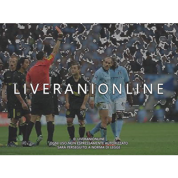 Pablo Zabaleta is shown the Red Card by Referee Andre Mariner Manchester City 2012/13 Manchester City V Wigan Athletic (0-1) 11/05/13 FA Cup Final Photo: Robin Parker Fotosports International ©PHOTOSHOT/AGENZIA ALDO LIVERANI SAS - ITALY ONLY - EDITORIAL USE ONLY