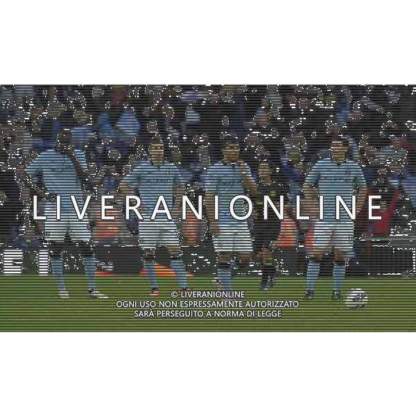 Wembley Stadium Manchester City v Wigan (0-1) FA Cup Final 11/05/2013 Disappointment for Yaya Toure,Matija Nastasic, Sergio Aguero and Gareth Barry (Manchester City) after conceding goal that wins Wigan the FA Cup Photo: Roger Parker Fotosports International ©PHOTOSHOT/AGENZIA ALDO LIVERANI SAS - ITALY ONLY - EDITORIAL USE ONLY