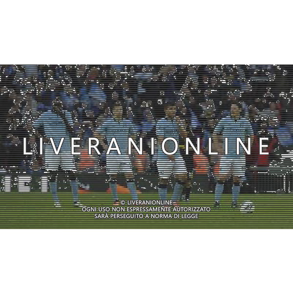 Wembley Stadium Manchester City v Wigan (0-1) FA Cup Final 11/05/2013 Disappointment for Yaya Toure,Matija Nastasic, Sergio Aguero and Gareth Barry (Manchester City) after conceding goal that wins Wigan the FA Cup Photo: Roger Parker Fotosports International ©PHOTOSHOT/AGENZIA ALDO LIVERANI SAS - ITALY ONLY - EDITORIAL USE ONLY