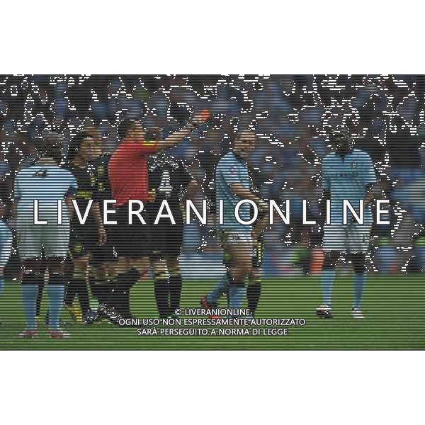 Pablo Zabaleta is shown the Red Card by Referee Andre Mariner Manchester City 2012/13 Manchester City V Wigan Athletic (0-1) 11/05/13 FA Cup Final Photo: Robin Parker Fotosports International ©PHOTOSHOT/AGENZIA ALDO LIVERANI SAS - ITALY ONLY - EDITORIAL USE ONLY