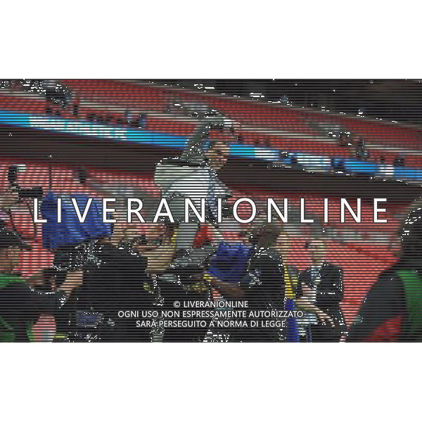 Roberto Martinez Manager Celebrates as Wigan Athlectic Players throw him in the air Wigan Athletic FA Cup Winners 2013 Manchester City V Wigan Athletic (0-1) 11/05/13 FA Cup Final Photo: Robin Parker Fotosports International ©PHOTOSHOT/AGENZIA ALDO LIVERANI SAS - ITALY ONLY - EDITORIAL USE ONLY