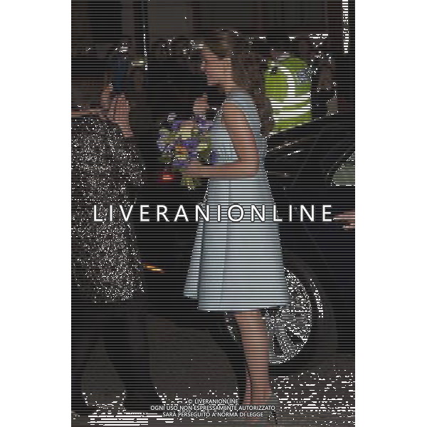  Date: 24/04/13 Pictured: Catherine, Duchess of Cambridge leaving the National Portrait Gallery Caption: Catherine, Duchess of Cambridge attends an evening reception to celebrate the work of \'The Art Room Charity\' which is being held at the National Portrait Gallery where she is a Patron. The Art room is a charity which works with children to increase their self-esteem, self-confidence and independence through art. ©photohsot/AGENZIA ALDO LIVERANI SAS - ITALY ONLY - REALI INGLESI: Kate Middleton Duchessa di Cambridge al National Portrait Gallery, Londra, Inghilterra, Regno Unito 24 aprile 2013