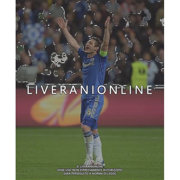 Frank Lampard Celebrates towards the fans after the final whistle Chelsea Europa League Final 2013 Benfica V Chelsea (1-2) 15/05/13 UEFA Europa League Final Photo: Robin Parker Fotosports International ©PHOTOSHOT/AGENZIA ALDO LIVERANI SAS - ITALY ONLY - EDITORIAL USE ONLY