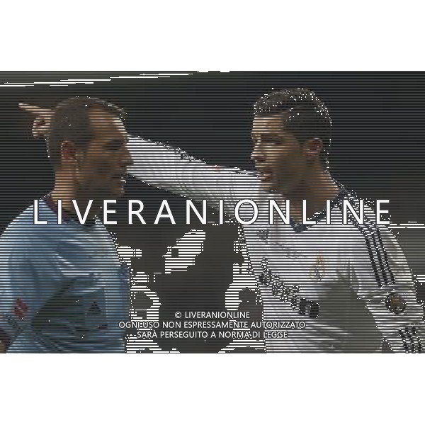 Real Madrid\'s Cristiano Ronaldo and referee during spanish King\'s Cup Final on 17th of May 2013. Photo: Cesar Cebolla / ALFAQUI AG ALDO LIVERANI S A S ONLY ITALY