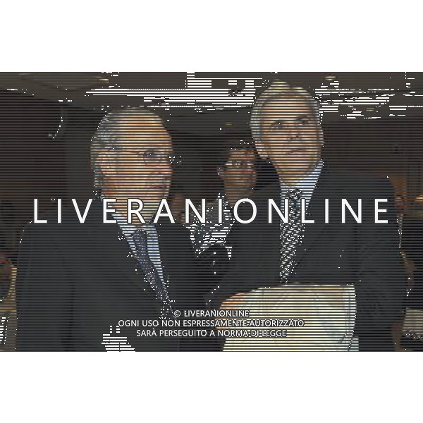 MILANO 20/5/2013 SALA BUZZATI VIA BALZAN, 3 CONVEGNO DELLA GAZZETTA DELLO SPORT: \'IL CALCIO CHE VOGLIAMO\' NELLA FOTO GIAMPAOLO POZZO E MARCELLO NICCHI FOTO ROMANO/AG ALDO LIVERANI S.A.S.