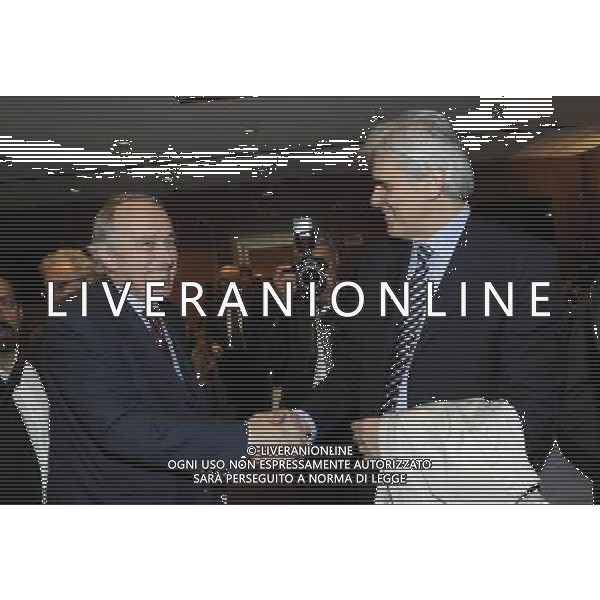 MILANO 20/5/2013 SALA BUZZATI VIA BALZAN, 3 CONVEGNO DELLA GAZZETTA DELLO SPORT: \'IL CALCIO CHE VOGLIAMO\' NELLA FOTO GIANCARLO ABETE E MARCELLO NICCHI FOTO ROMANO/AG ALDO LIVERANI S.A.S.