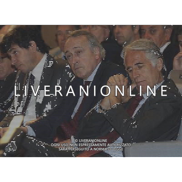 MILANO 20/5/2013 SALA BUZZATI VIA BALZAN, 3 CONVEGNO DELLA GAZZETTA DELLO SPORT: \'IL CALCIO CHE VOGLIAMO\' NELLA FOTO DEMETRIO ALBERTINI, GIANCARLO ABETE E GIOVANNI MALAGO\' FOTO ROMANO/AG ALDO LIVERANI S.A.S.