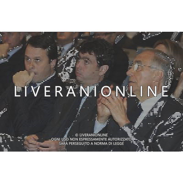 MILANO 20/5/2013 SALA BUZZATI VIA BALZAN, 3 CONVEGNO DELLA GAZZETTA DELLO SPORT: \'IL CALCIO CHE VOGLIAMO\' NELLA FOTO PIETRO SCOTT JOVANE, ANDREA AGNELLI E GIANCARLO ABETE FOTO ROMANO/AG ALDO LIVERANI S.A.S.