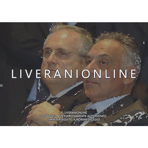 MILANO 20/5/2013 SALA BUZZATI VIA BALZAN, 3 CONVEGNO DELLA GAZZETTA DELLO SPORT: \'IL CALCIO CHE VOGLIAMO\' NELLA FOTO JAMES PALLOTTA E CLAUDIO LOTITO FOTO ROMANO/AG ALDO LIVERANI S.A.S.